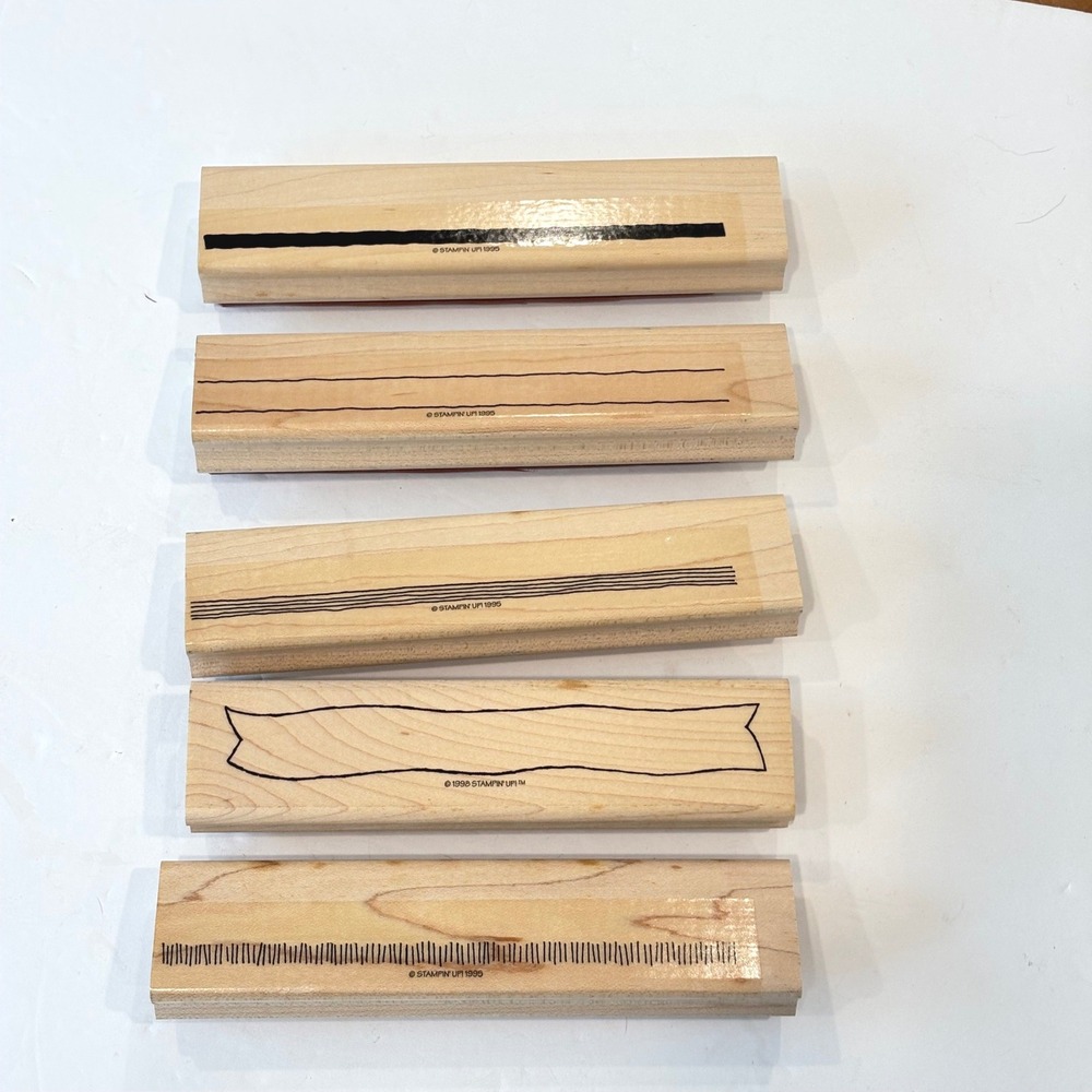 Stampin Up Rubber Stamps Set Lot Banner Border Wood Mounted Vintage 1990s